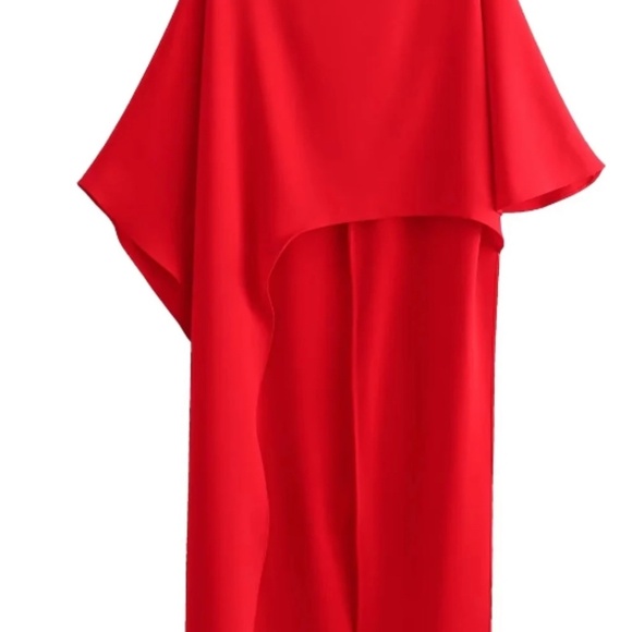 Red asymmetrical blouse dress - Picture 2 of 5